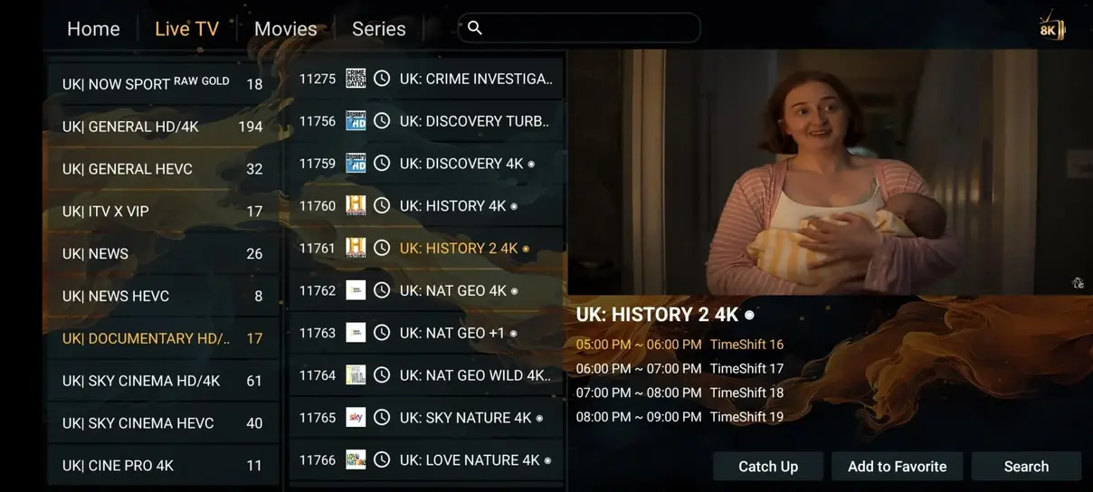 4K Ultra HD playback screen on Samsung Smart TV